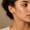 Vervit Aqua Heart Gold-Tone Stud Earrings