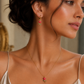 Rose Charm Pendant Set with Matching Earrings