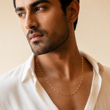 Vervit Men’s Link Chain Necklace for Daily Wear – Gold Finish, Single Piece