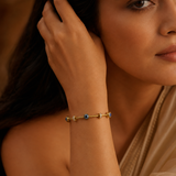 Vervit Bracelet with Blue Eye Charms for Daily Wear – Gold Finish, Single Piece