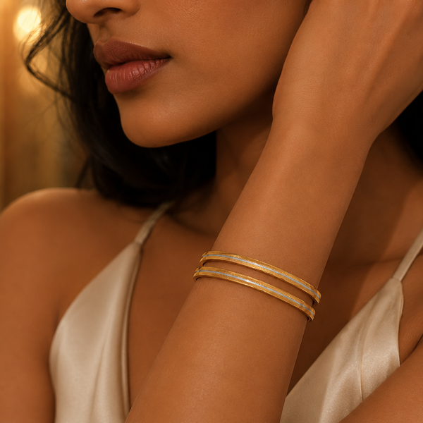 VERVIT Gold Plated Textured Bangle Set for Women