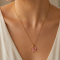 Pink Heart Solitaire Pendant Necklace