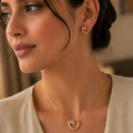 Vervit Gold-Tone Heart Necklace Set for Women – Pendant with Earrings