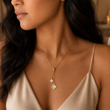 Vervit Gold-Tone Clover Drop Necklace for Women – Delicate Chain Design