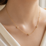Golden Square Stone Station Necklace