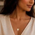 Vervit Gold-Tone Heart Pendant Necklace for Women – Ivory Centre Detail