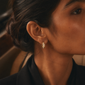 Vervit Gold-Tone Hoop Earrings for Women – Clear Stone Detail, Pair of 2