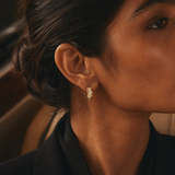 Vervit Gold-Tone Hoop Earrings for Women – Clear Stone Detail, Pair of 2