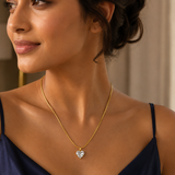 Vervit Crystal Heart Pendant Necklace for Women – Gold Finish, Single Piece