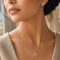Vervit Four Leaf Clover Pendant Set for Women – Gold Finish, Necklace with Earrings