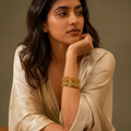 VERVIT Gold Plated Temple Bangle Set for Women