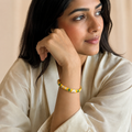 Vervit Yellow Floral Enamel Bangle for Women – 18K Gold Plated 316L Stainless Steel