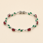 Vervit Silver Red Floral Vine Bracelet for Women – Anti-Tarnish 316L Stainless Steel