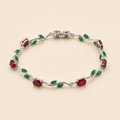 Vervit Silver Red Floral Vine Bracelet for Women – Anti-Tarnish 316L Stainless Steel