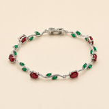 Vervit Silver Red Floral Vine Bracelet for Women – Anti-Tarnish 316L Stainless Steel