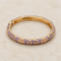 Vervit Lavender Floral Enamel Bangle for Women – 18K Gold-Plated Anti-Tarnish Stainless Steel