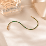 Vervit Gold Green Tennis Bracelet for Women – 18K Gold-Plated PVD Finish, Anti-Tarnish 316L Stainless Steel