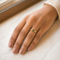 Vervit Gold Green Stone Ring for Women – 18K Gold Plated 316L Stainless Steel