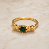 Vervit Gold Green Stone Ring for Women – 18K Gold Plated 316L Stainless Steel