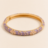 Vervit Lavender Floral Enamel Bangle for Women – 18K Gold-Plated Anti-Tarnish Stainless Steel