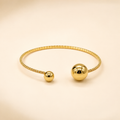 Vervit Gold Dual Sphere Open Bangle for Women – 18K Gold-Plated Anti-Tarnish Stainless Steel