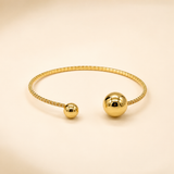 Vervit Gold Dual Sphere Open Bangle for Women – 18K Gold-Plated Anti-Tarnish Stainless Steel