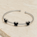 Vervit Silver Butterfly Open Cuff Bangle for Women – Anti-Tarnish 316L Stainless Steel
