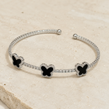 Vervit Silver Butterfly Open Cuff Bangle for Women – Anti-Tarnish 316L Stainless Steel