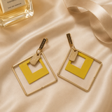 Vervit Geometric Drop Earrings for Women – 18K Gold Plated 316L Stainless Steel with Yellow Enamel Accent