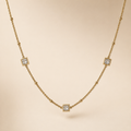 Golden Square Stone Station Necklace
