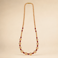 Champagne Beaded Necklace with Ruby Red Accents