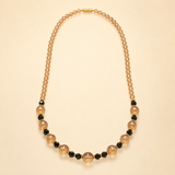 Champagne Beaded Necklace with Black Accent Details