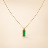 Emerald Bar Pendant Necklace
