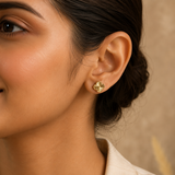 Vervit Gold-Tone Clover Stud Earrings for Women – Textured Design, Pair of 2
