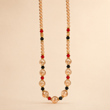 Champagne Beaded Necklace with Red & Black Accents