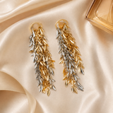 Vervit Dual-Tone Cascading Tassel Drop Earrings for Women – 18K Gold-Plated 316L Stainless Steel