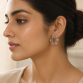 Vervit Gold Floral Open Hoop Earrings for Women – 18K Gold-Plated 316L Stainless Steel