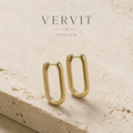 Vervit Gold Rectangular Hoop Earrings for Women – 18K Gold Plated 316L Stainless Steel