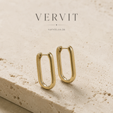 Vervit Gold Rectangular Hoop Earrings for Women – 18K Gold Plated 316L Stainless Steel