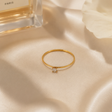 Vervit Gold Solitaire Minimal Ring for Women – 18K Gold Plated 316L Stainless Steel
