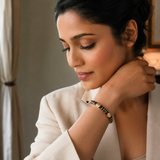 Vervit Black Floral Enamel Bangle for Women – 18K Gold Plated 316L Stainless Steel with Anti-Tarnish Finish