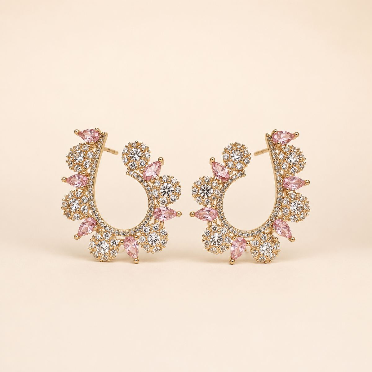 Vervit Gold Floral Open Hoop Earrings for Women – 18K Gold-Plated 316L Stainless Steel