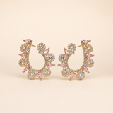 Vervit Gold Floral Open Hoop Earrings for Women – 18K Gold-Plated 316L Stainless Steel