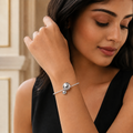 Vervit Silver Dual Sphere Open Bangle for Women – Anti-Tarnish 316L Stainless Steel