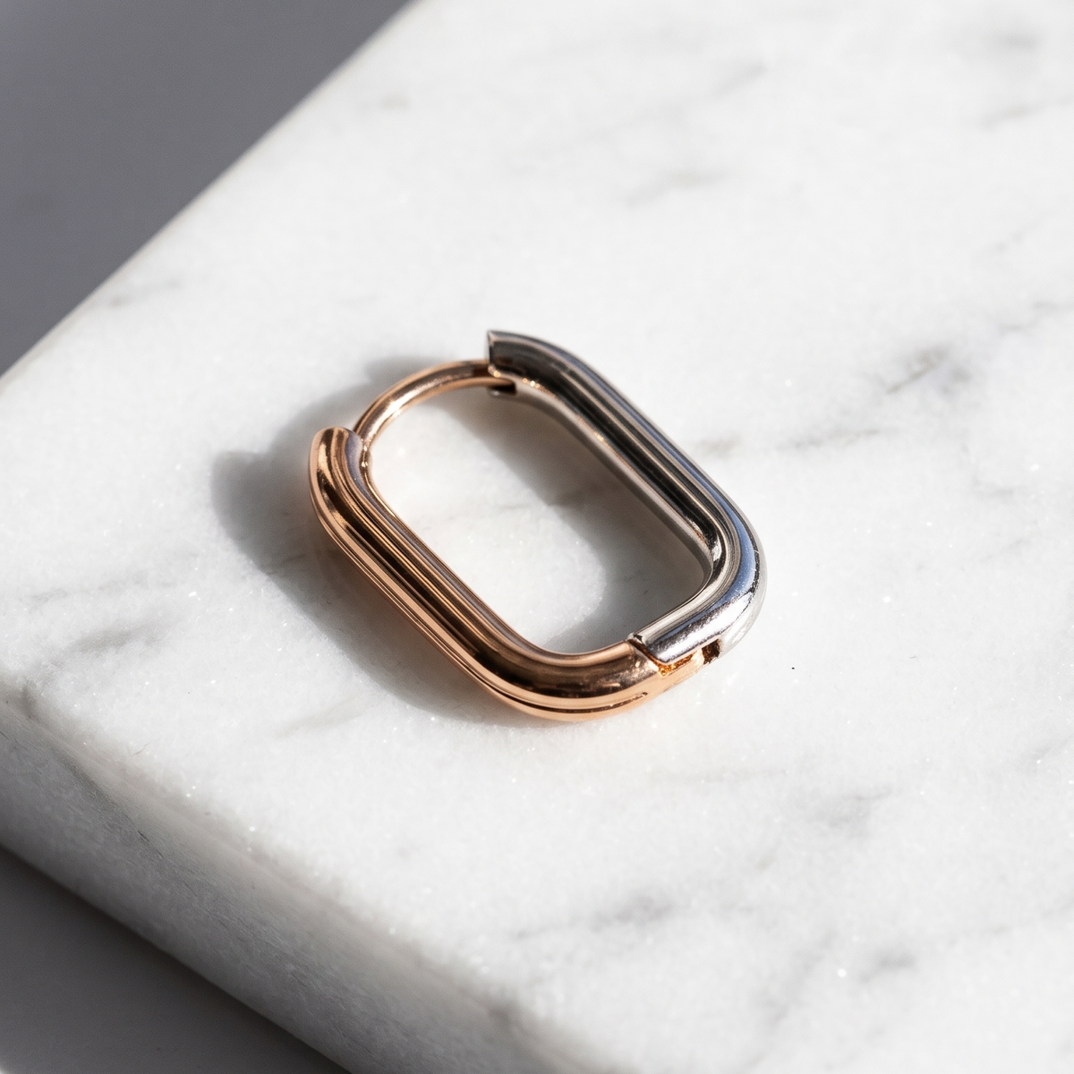 Dual-Tone Oval Hoop Earrings in Rose Gold & Silver for Premium Occasion Wear