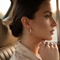 Dual-Tone Oval Hoop Earrings in Rose Gold & Silver for Premium Occasion Wear