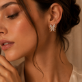 Vervit Wings of Light Earrings | Pave Crystal Butterfly Studs in Rose Gold