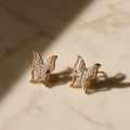 Vervit Wings of Light Earrings | Pave Crystal Butterfly Studs in Rose Gold
