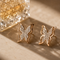Vervit Wings of Light Earrings | Pave Crystal Butterfly Studs in Rose Gold