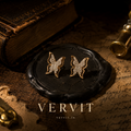 Vervit Wings of Light Earrings | Pave Crystal Butterfly Studs in Rose Gold